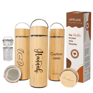 
                  
                    UPFLICK Personalized Custom Name Bamboo Thermos Water Bottle
                  
                