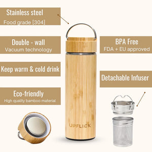 
                  
                    UPFLICK Personalized Custom Name Bamboo Thermos Water Bottle
                  
                